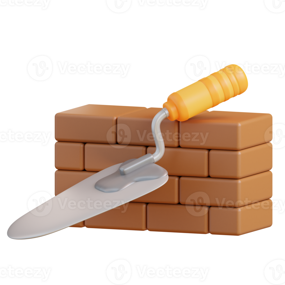 3d illustration masonry trowel png