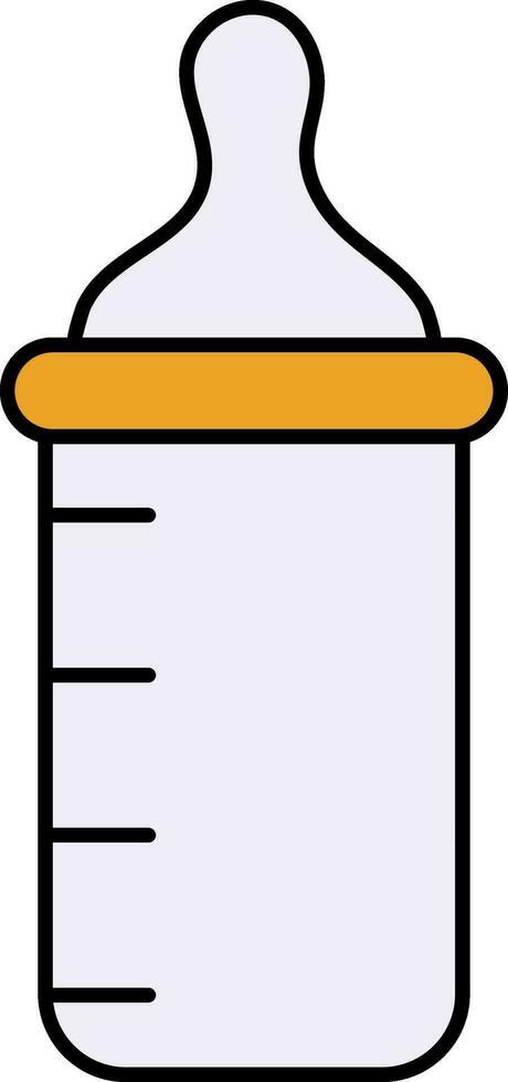 Feeding Bottle Icon In Yellow And White Color. vector