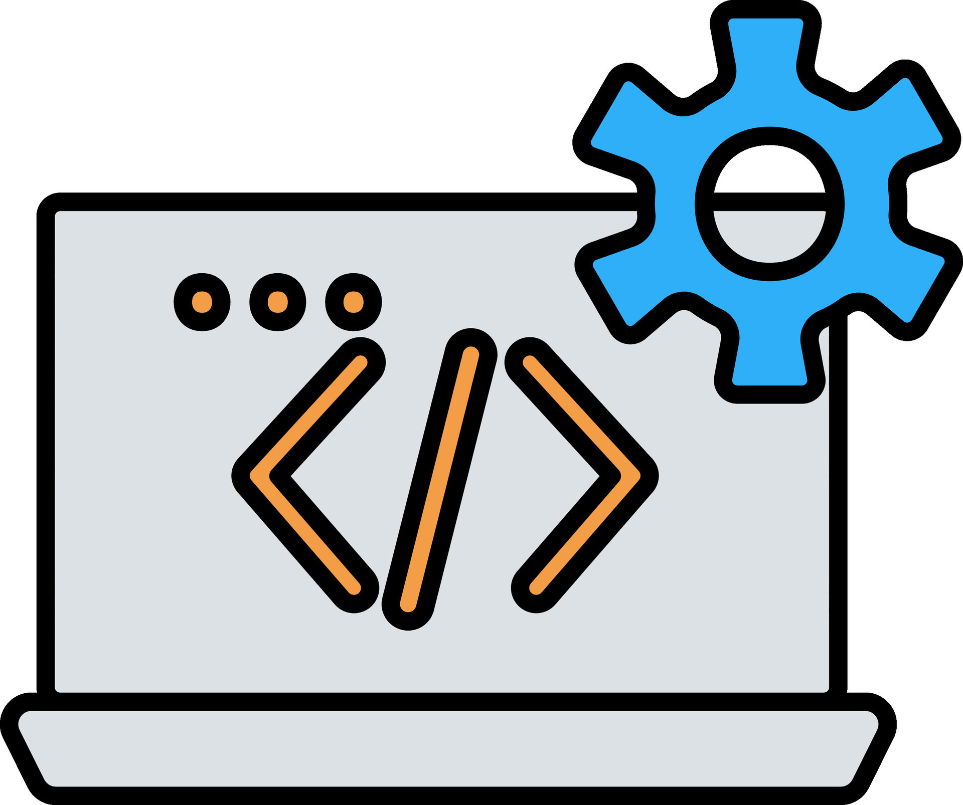 Colorful Web Programming Setup In Laptop Icon. 24985202 Vector Art at ...