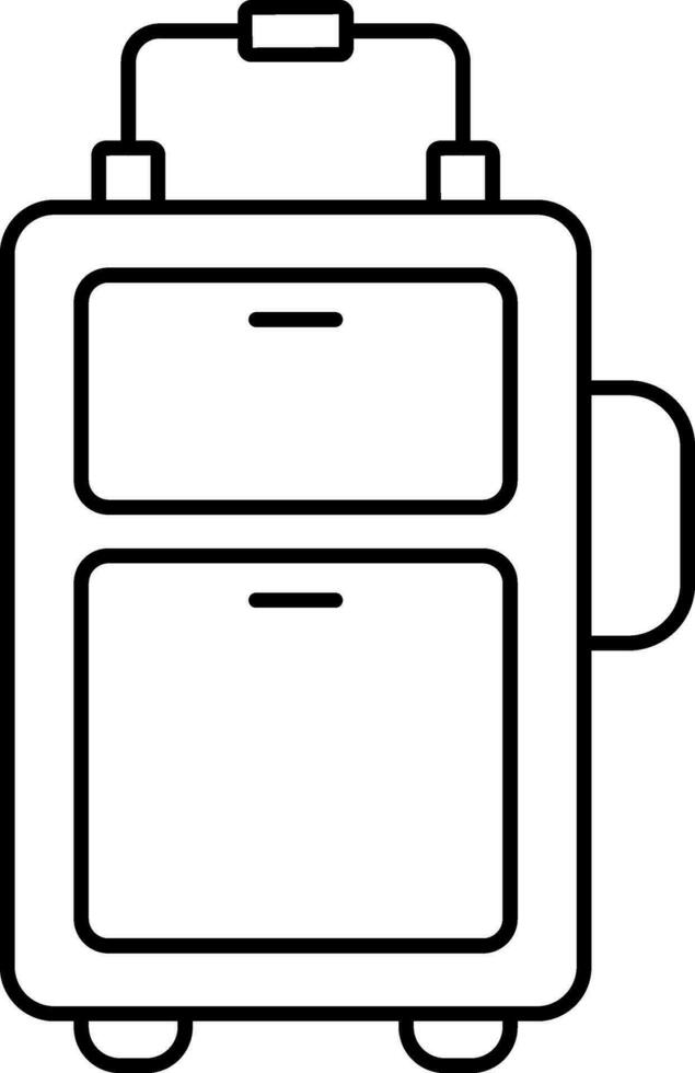 Trolley Bag Icon In Black Outline. vector