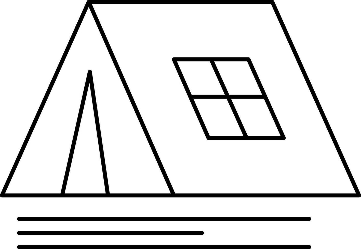 Camping Tent Icon In Black Outline. vector