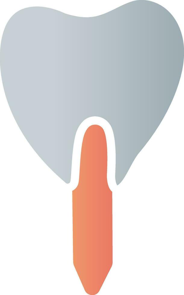 Dental Implant Icon In Gray And Orange Color. vector