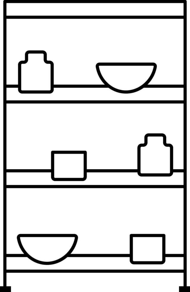 Utensil Shelves Icon In Black Outline. vector