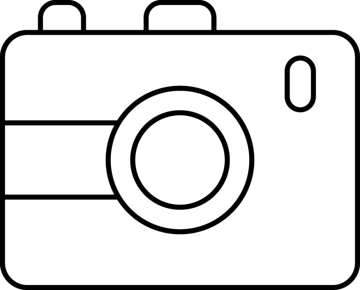 Black Line Art Illustration Of Digital Camera Icon. vector