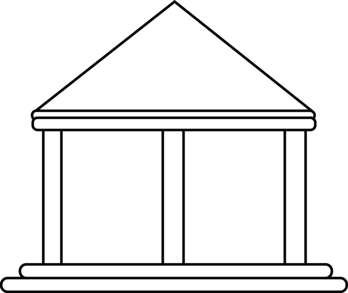 Black line art illustration of a house in flat style. vector