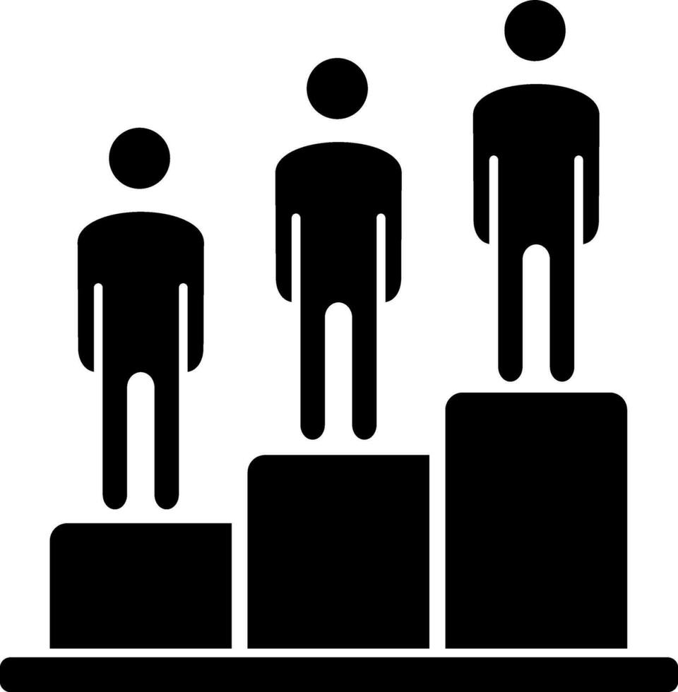 Winners standing on podium with first, second and third position. vector