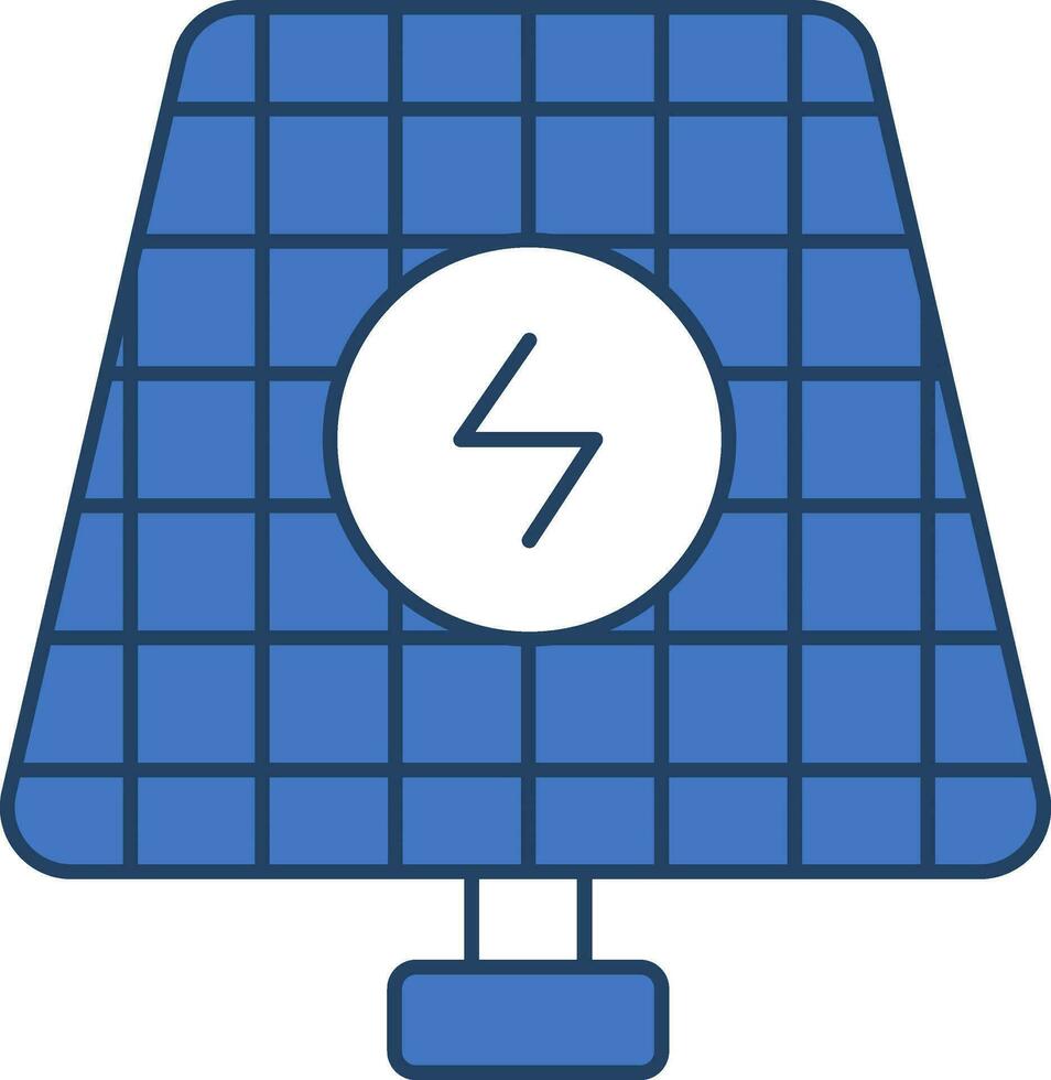 solar panel icono en azul y blanco color. vector