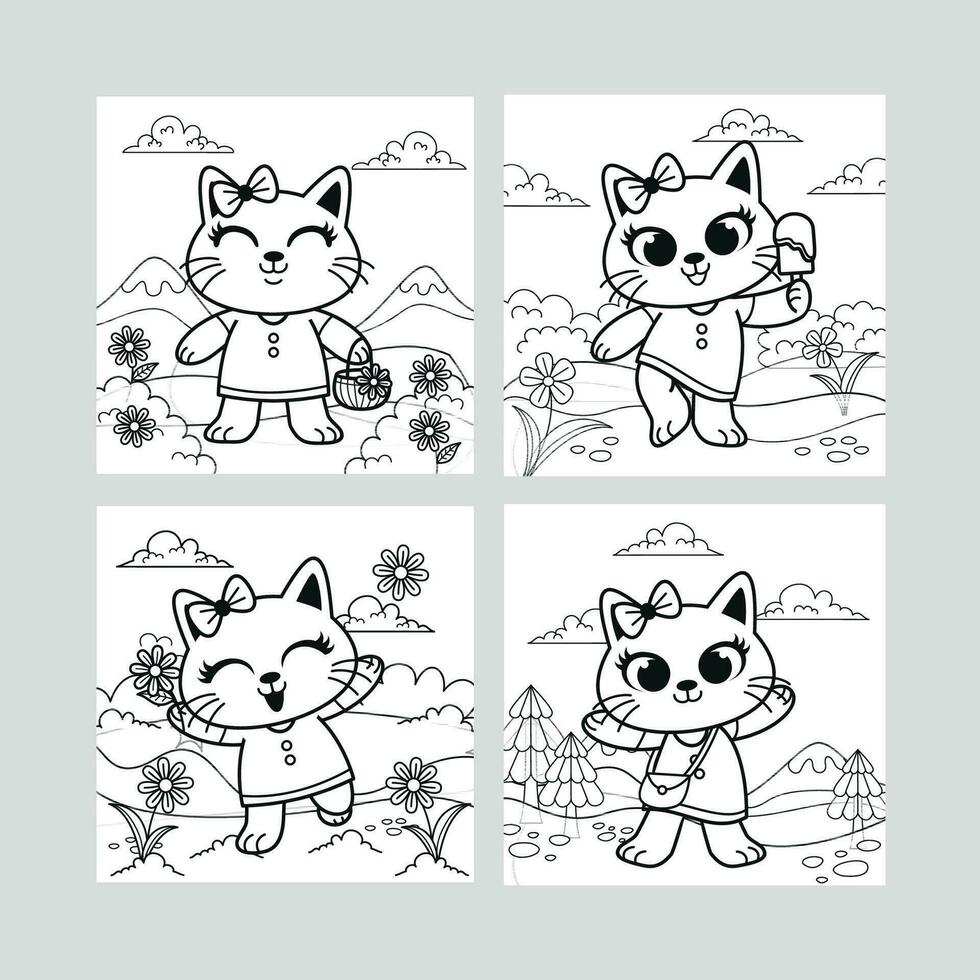 Cute Cat Activity for Coloring Book vector