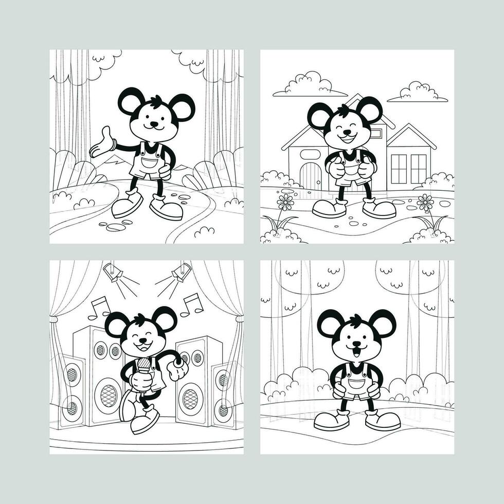 A Cute Mouse Activity for Coloring Book vector