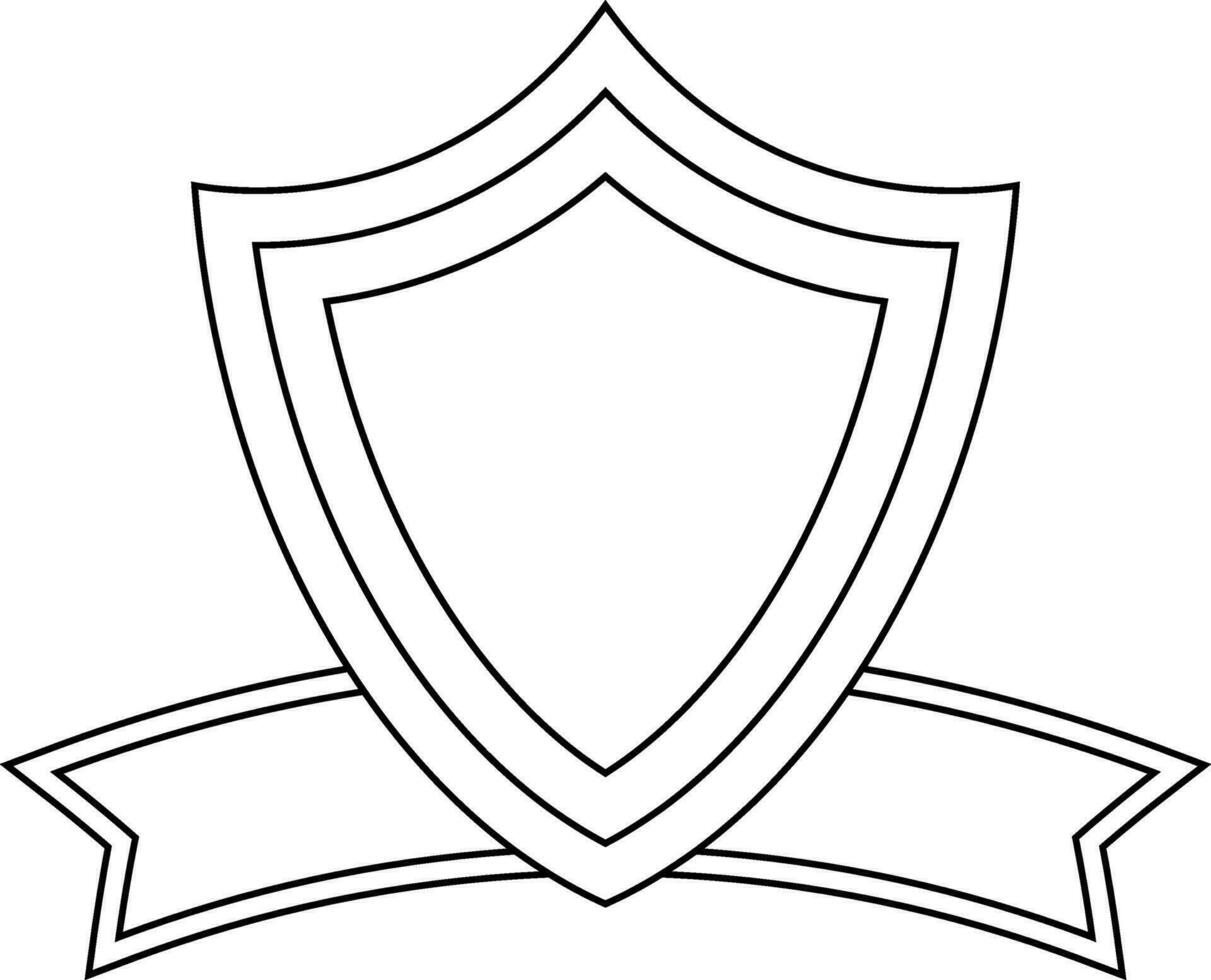 Shield badge with blank ribbon. vector