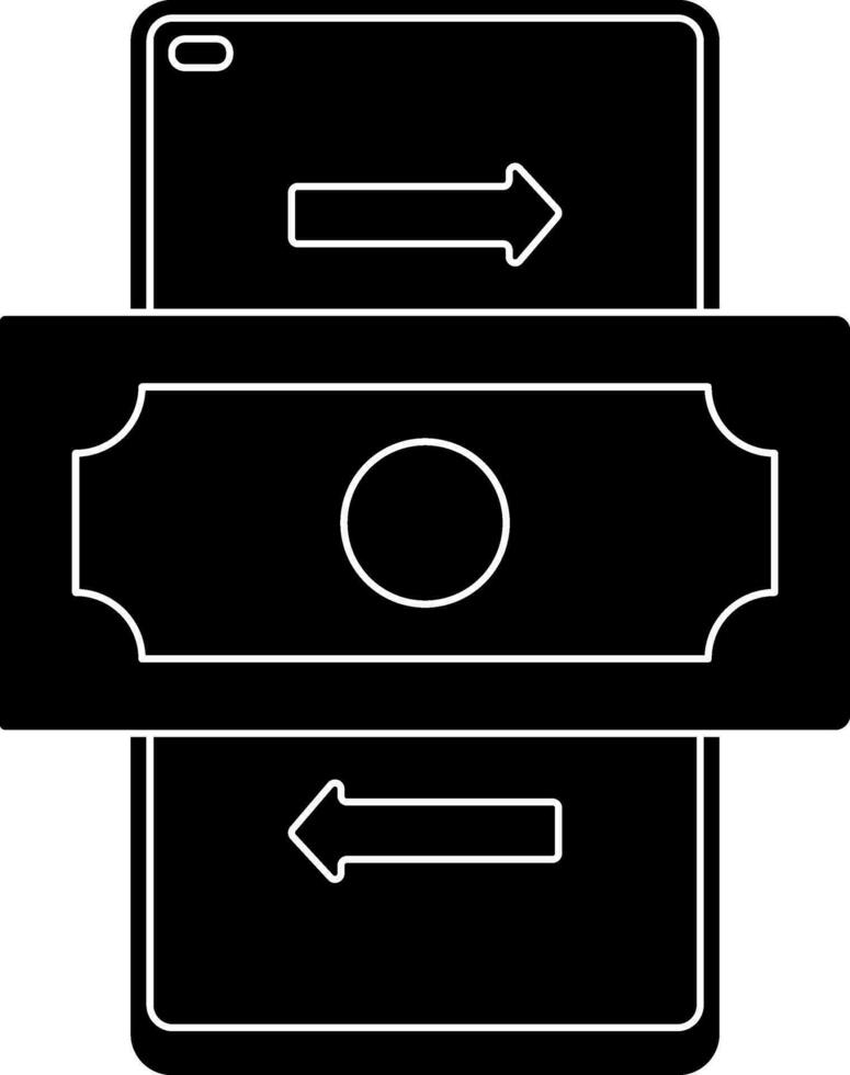 dinero transacción en teléfono inteligente icono vector