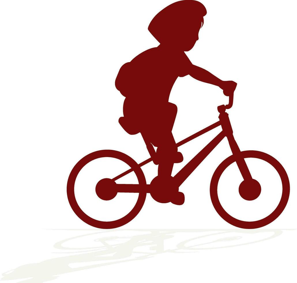 Flat illustration of a school boy with a bicycle. vector
