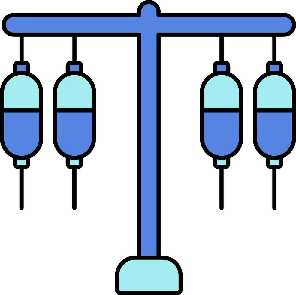 Saline Or IV Stand Icon In Blue Color. vector