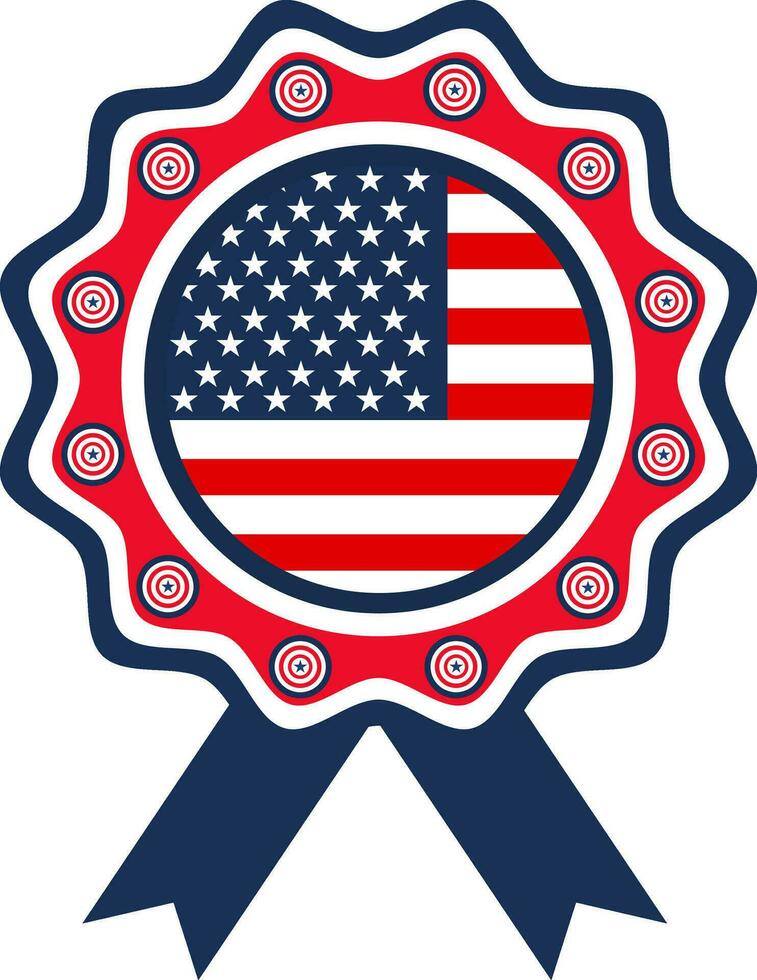 Badge decorated with American Flag colors. vector