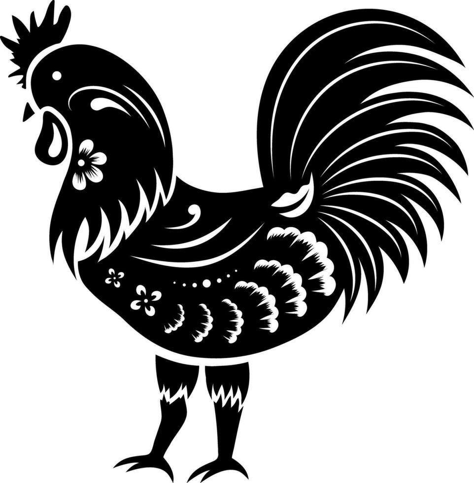 gallo chino zodíaco glifo icono o símbolo. vector