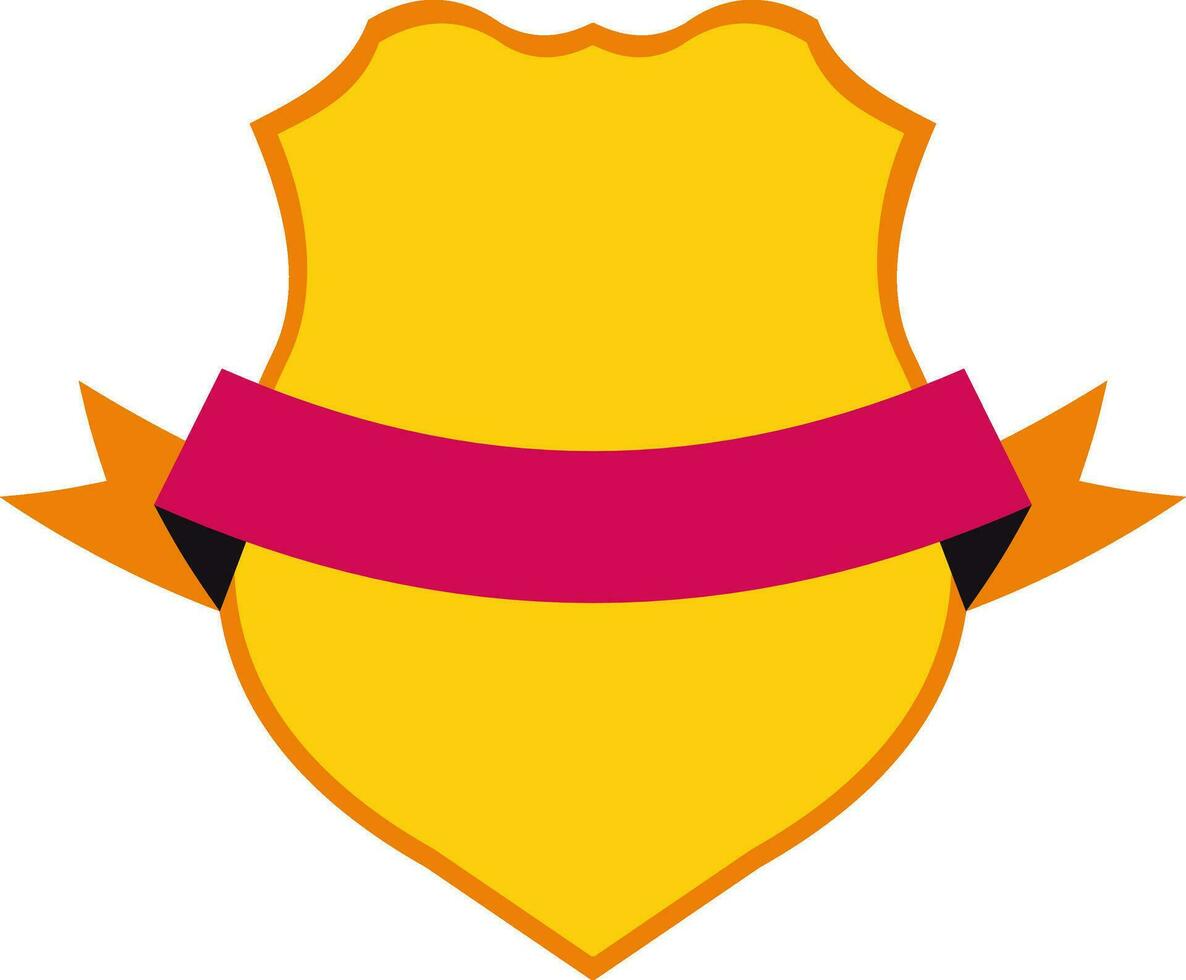 Pink ribbon decorated yellow shield. vector