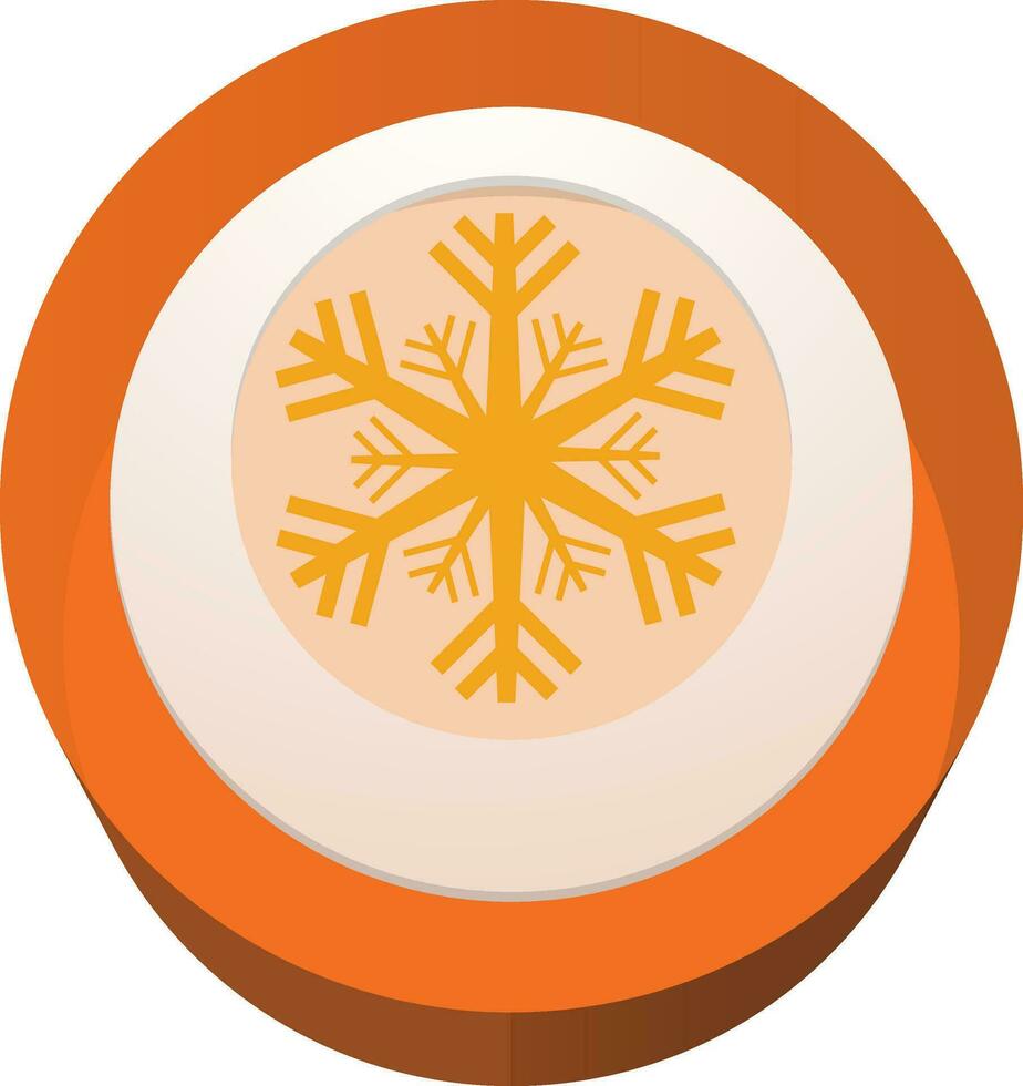 3D button with snowflake. vector