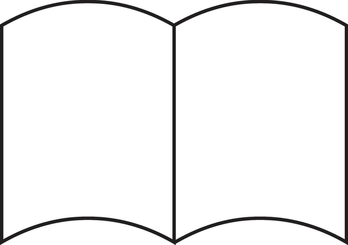 Black line art open book on white background. vector