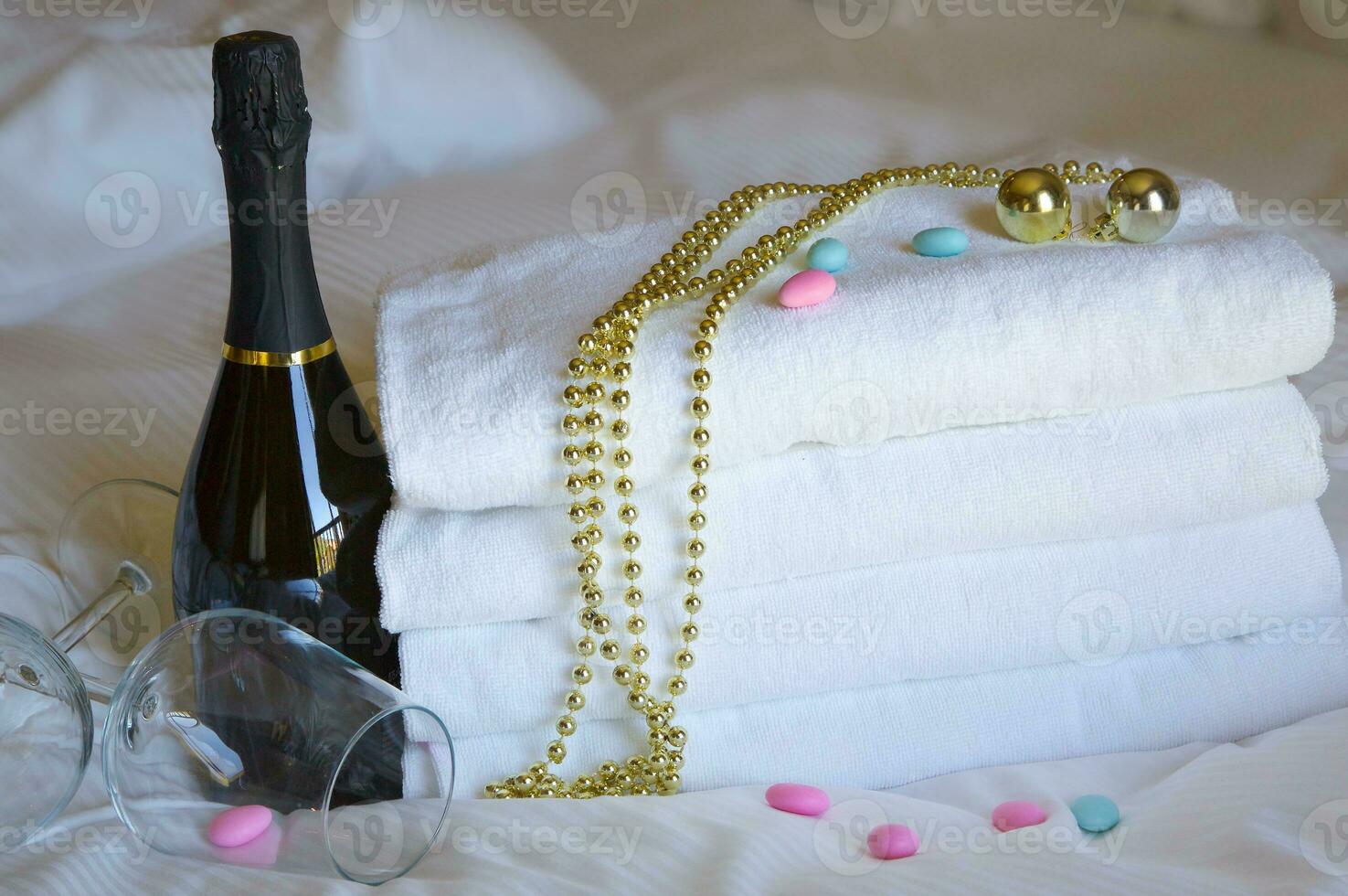 New Years celebration in a hotel room photo