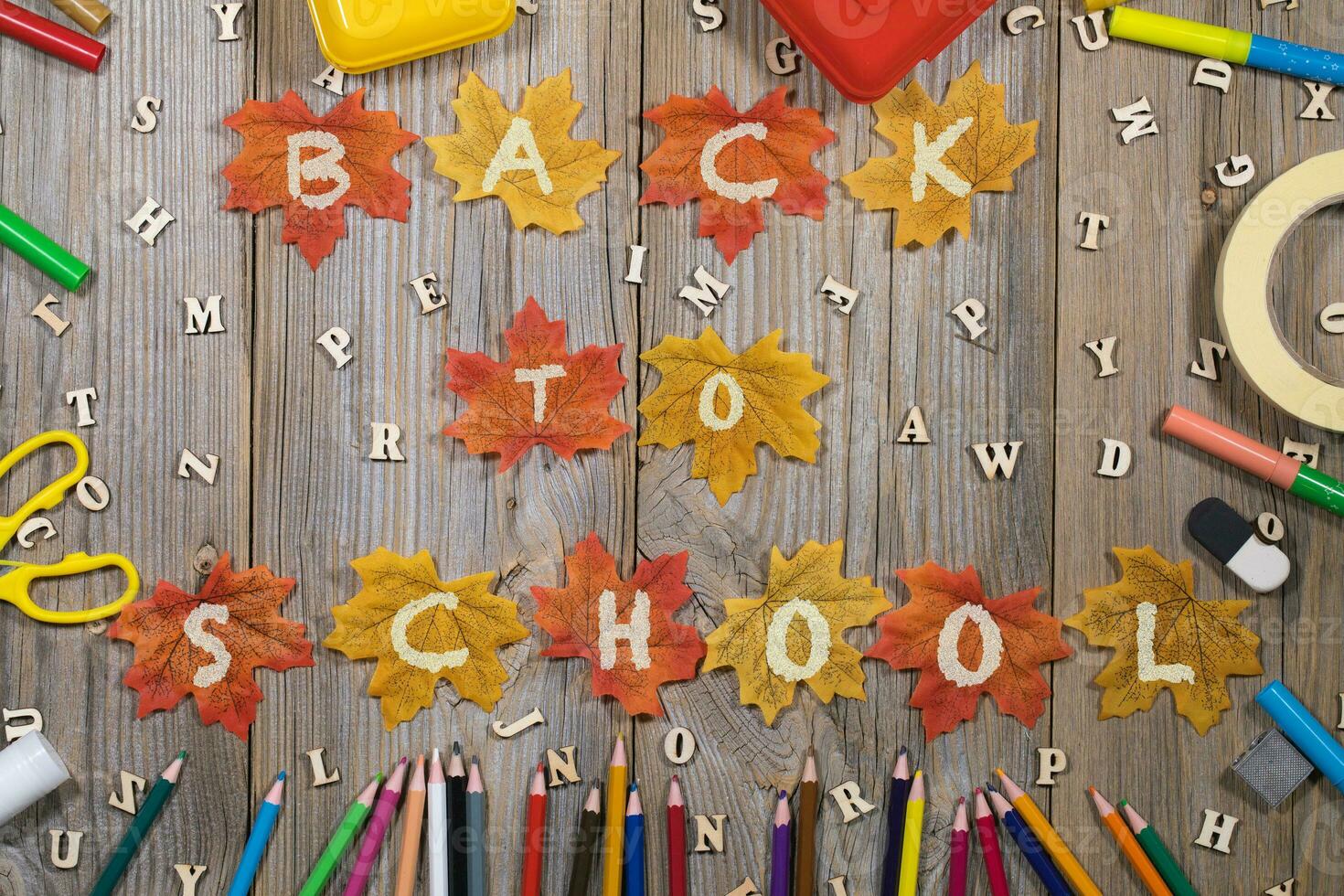 Back to school colorful background. photo
