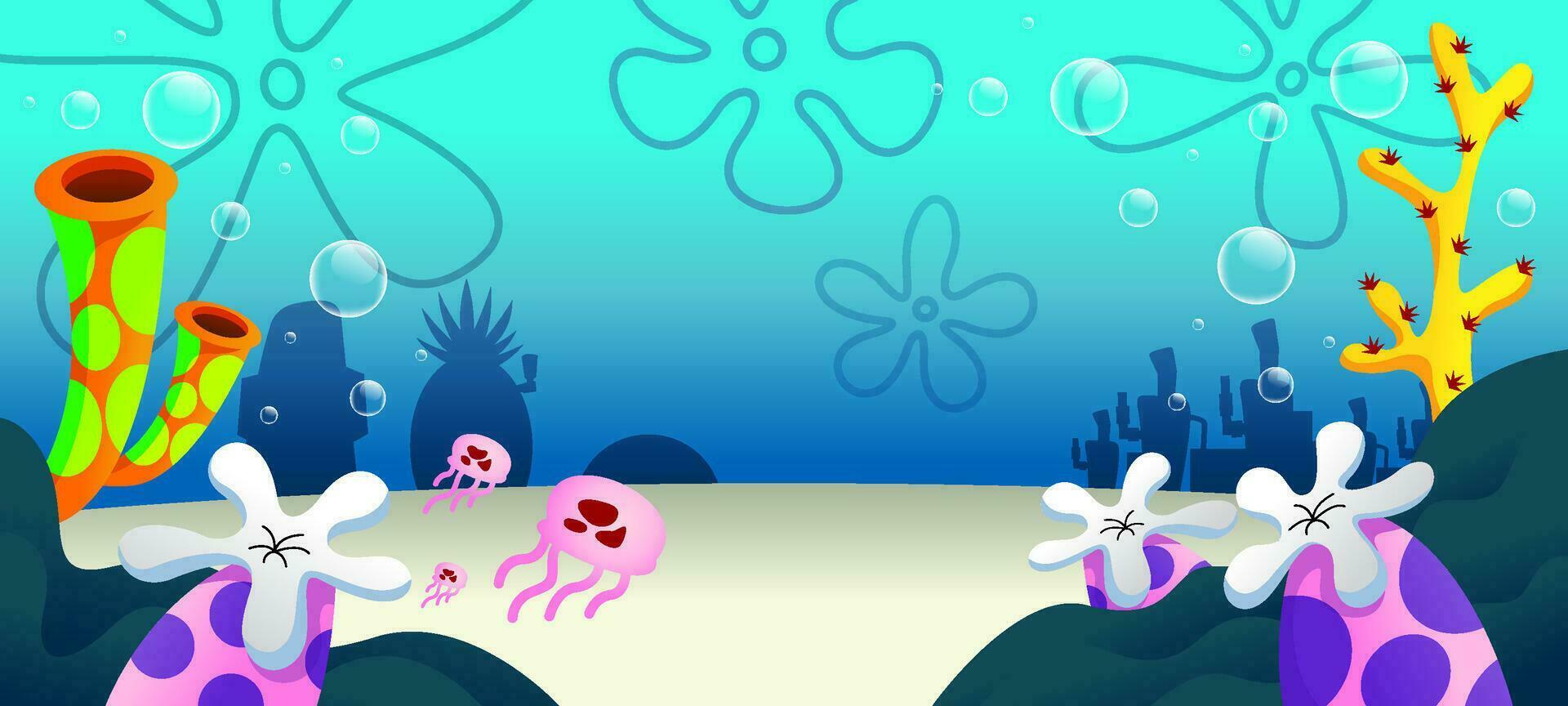dibujos animados fondo de Oceano paisaje vector