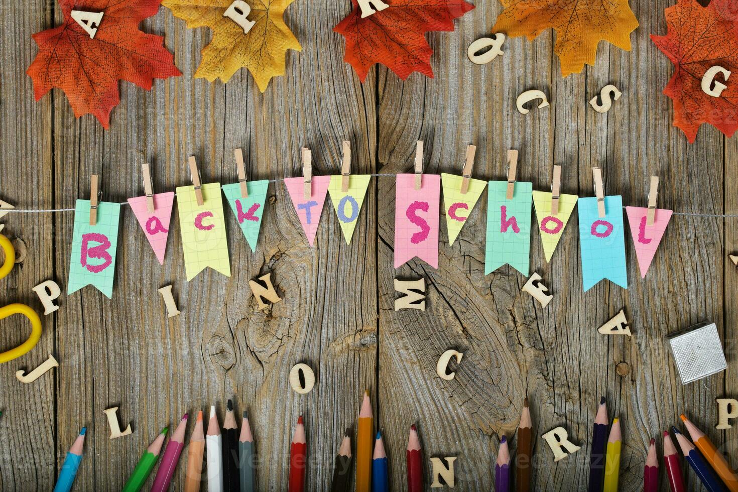 Back to school colorful background. photo