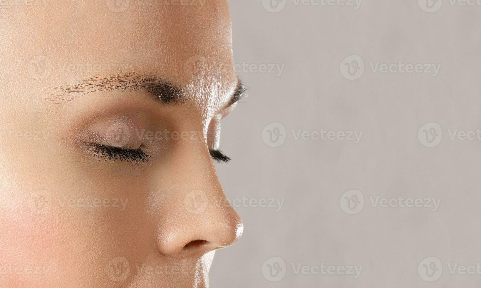 Face of a young caucasian lady. Closeup photo