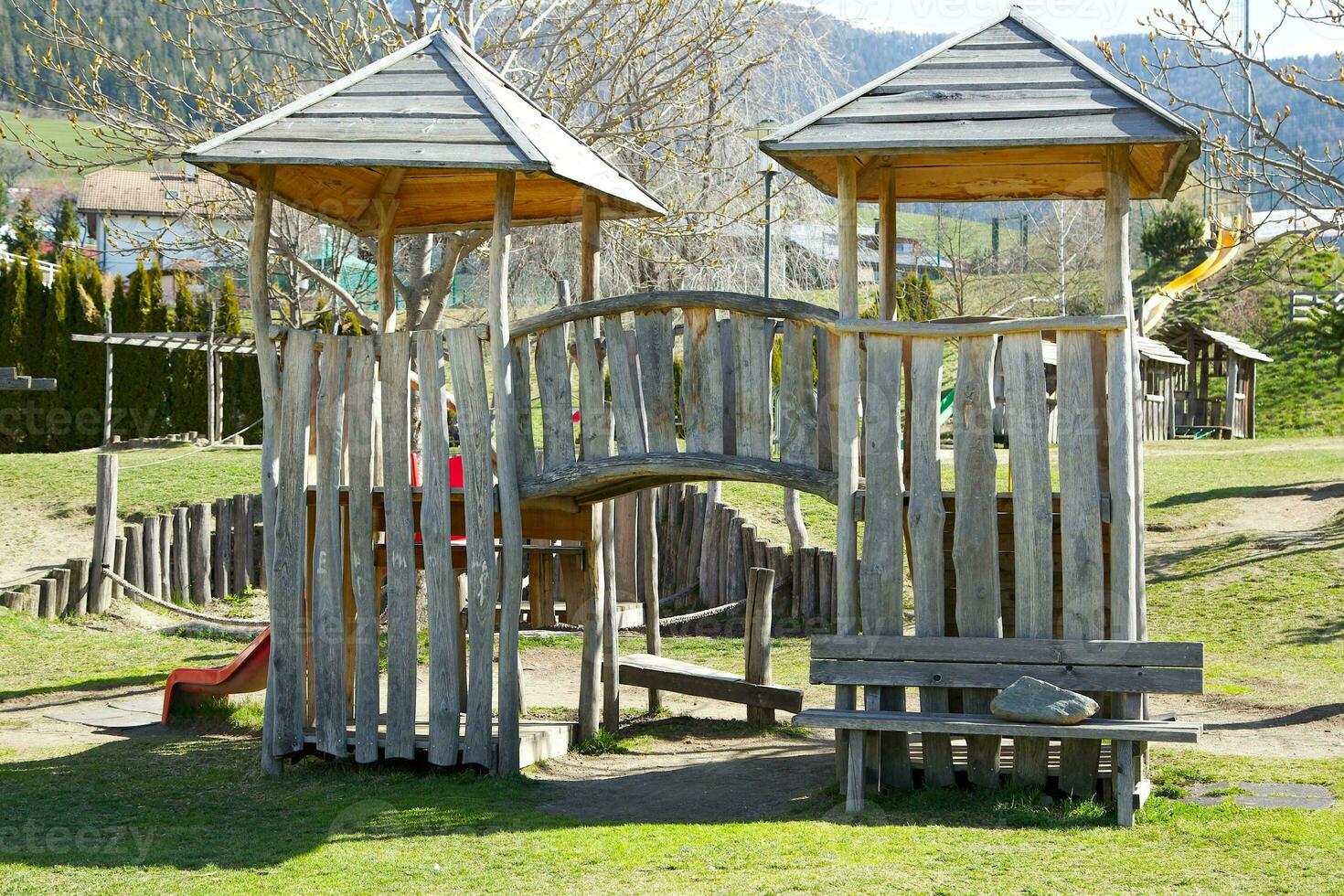 Wooden playground complex photo