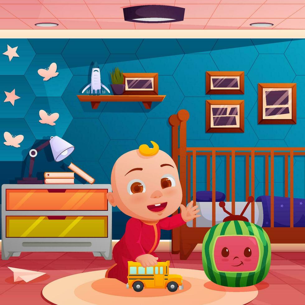 Toddler Playing with Toys Concept vector