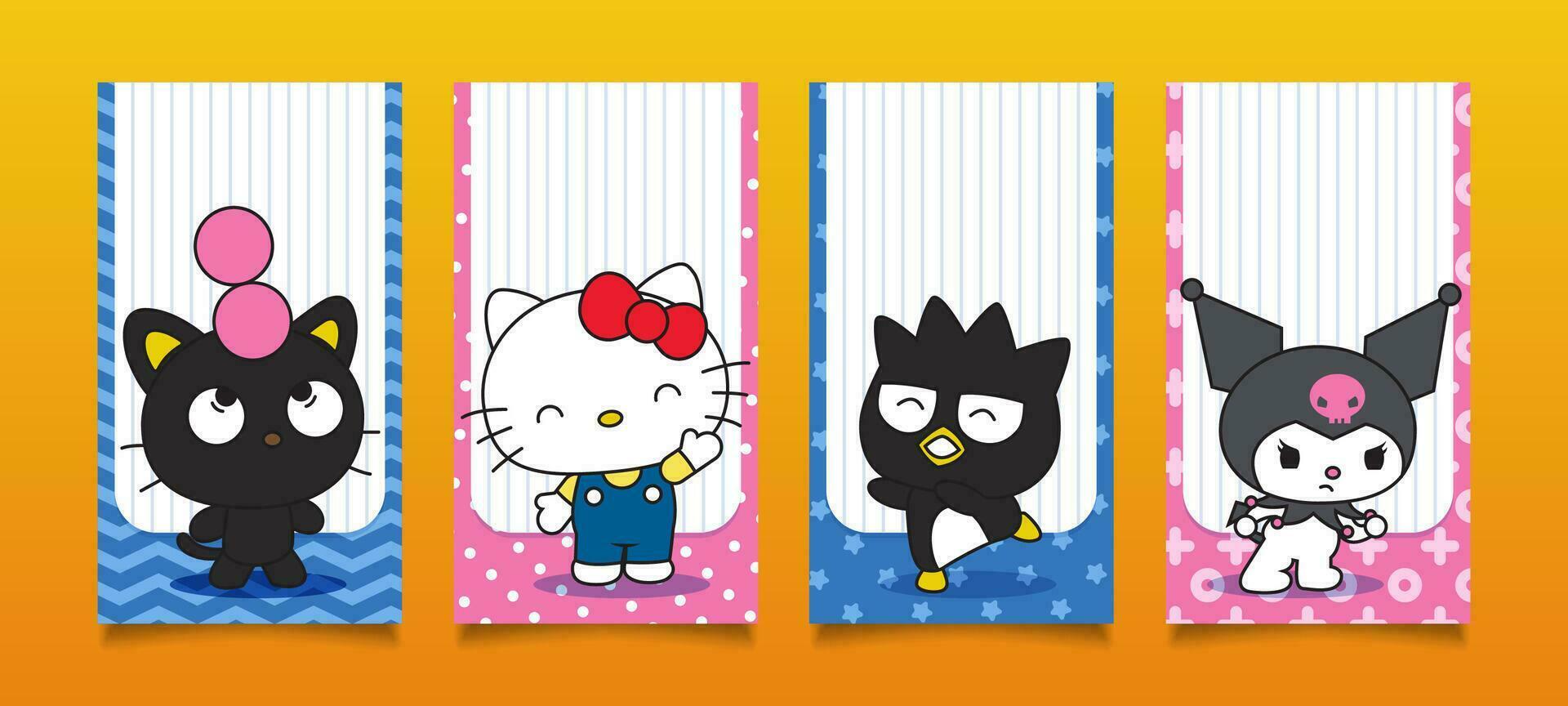 Cute Kitty with her friend vector