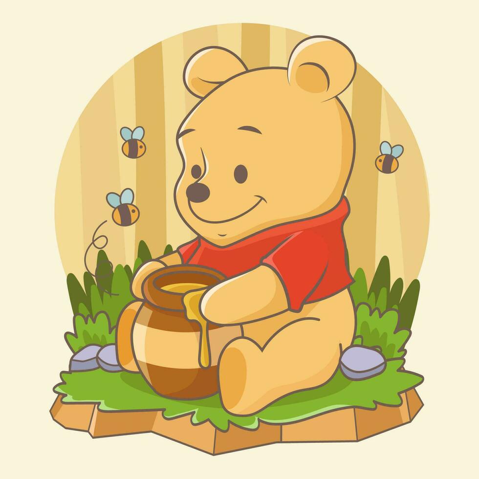 Bear Want To Eating Honey vector