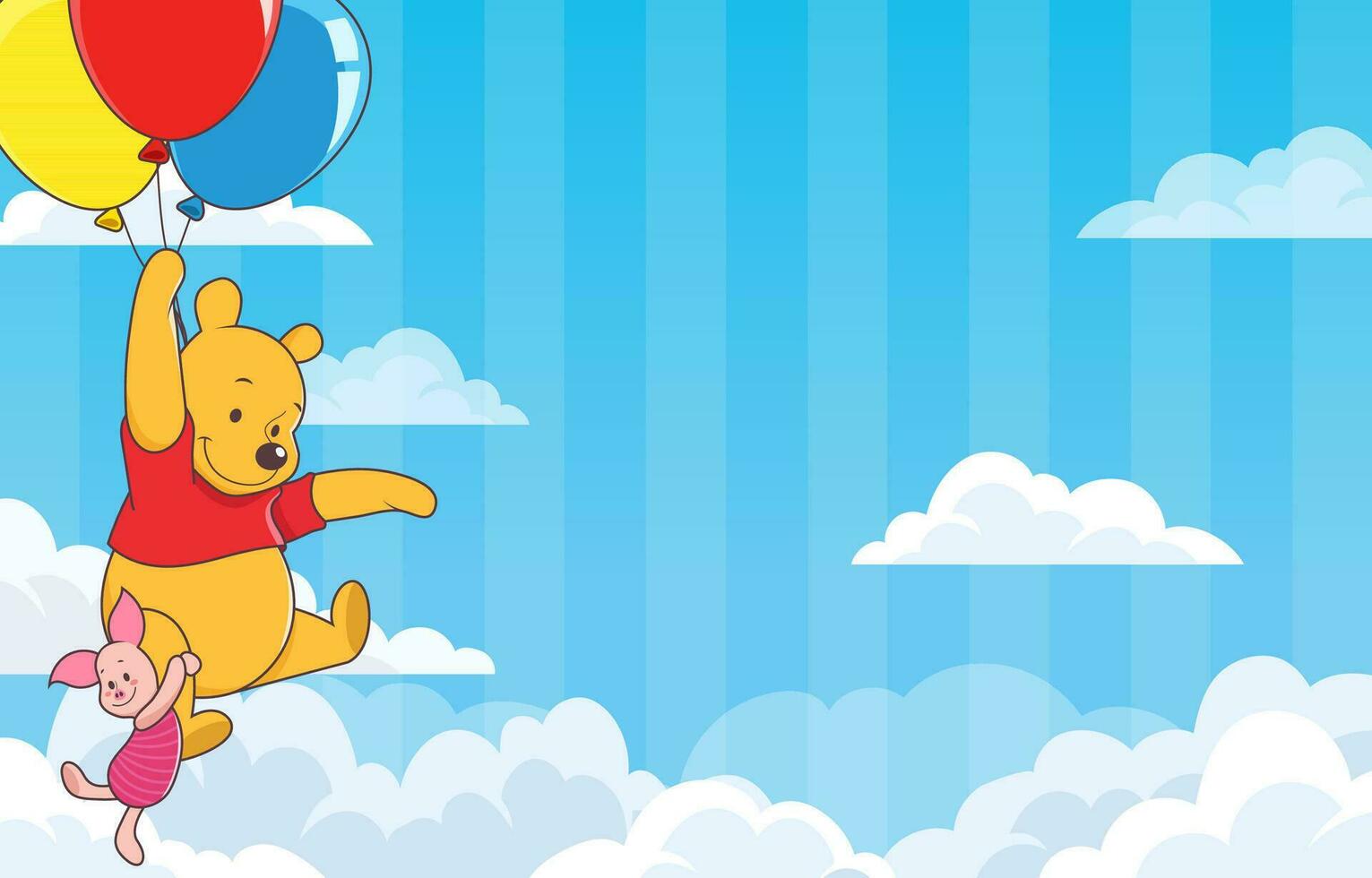Cute Bear With Friend Flying In The Sky vector