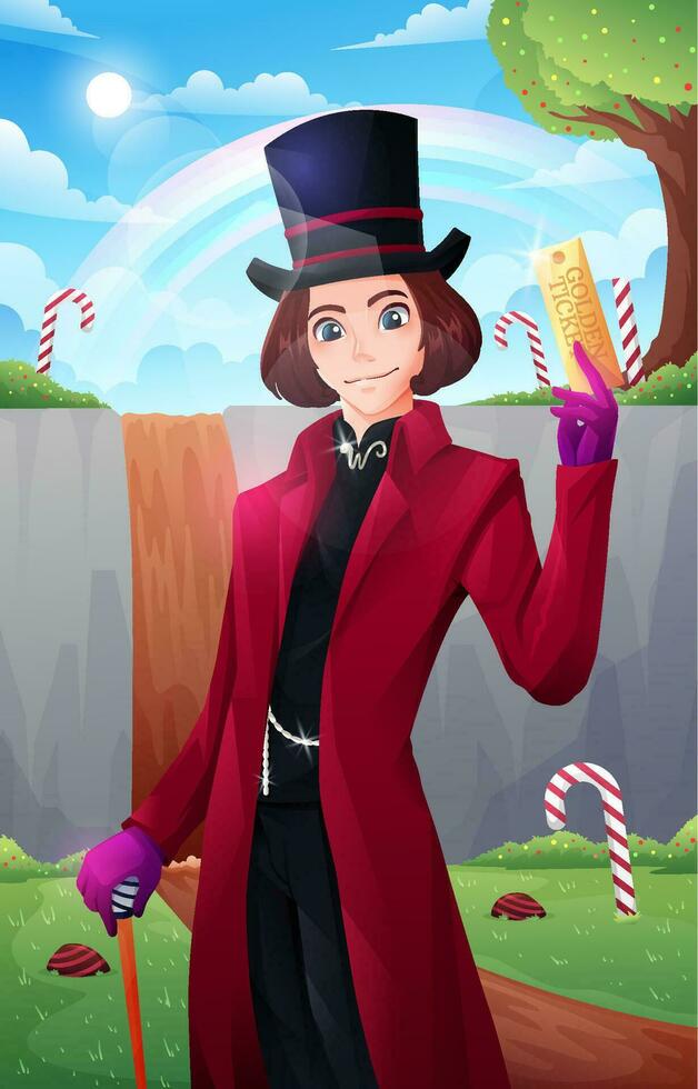 Owner of Chocolate Factory Holding Golden Ticket vector