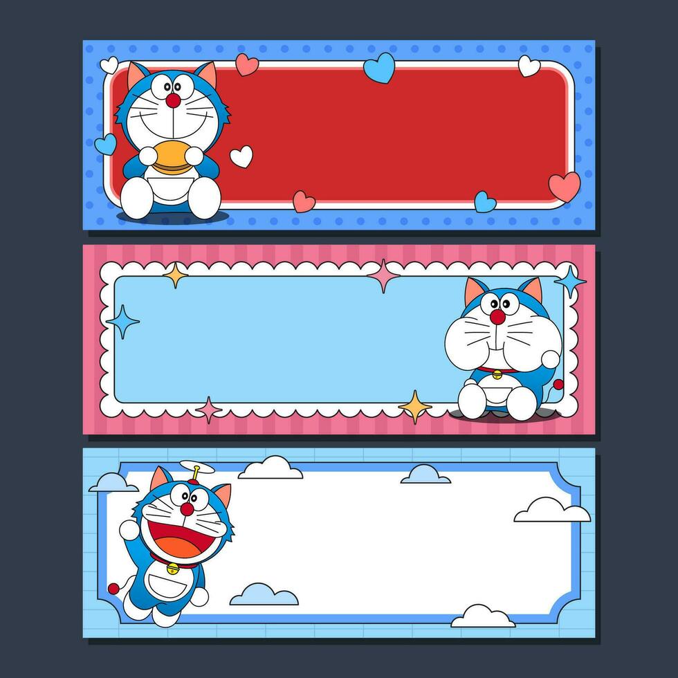 Cute Blue Cat Banner vector