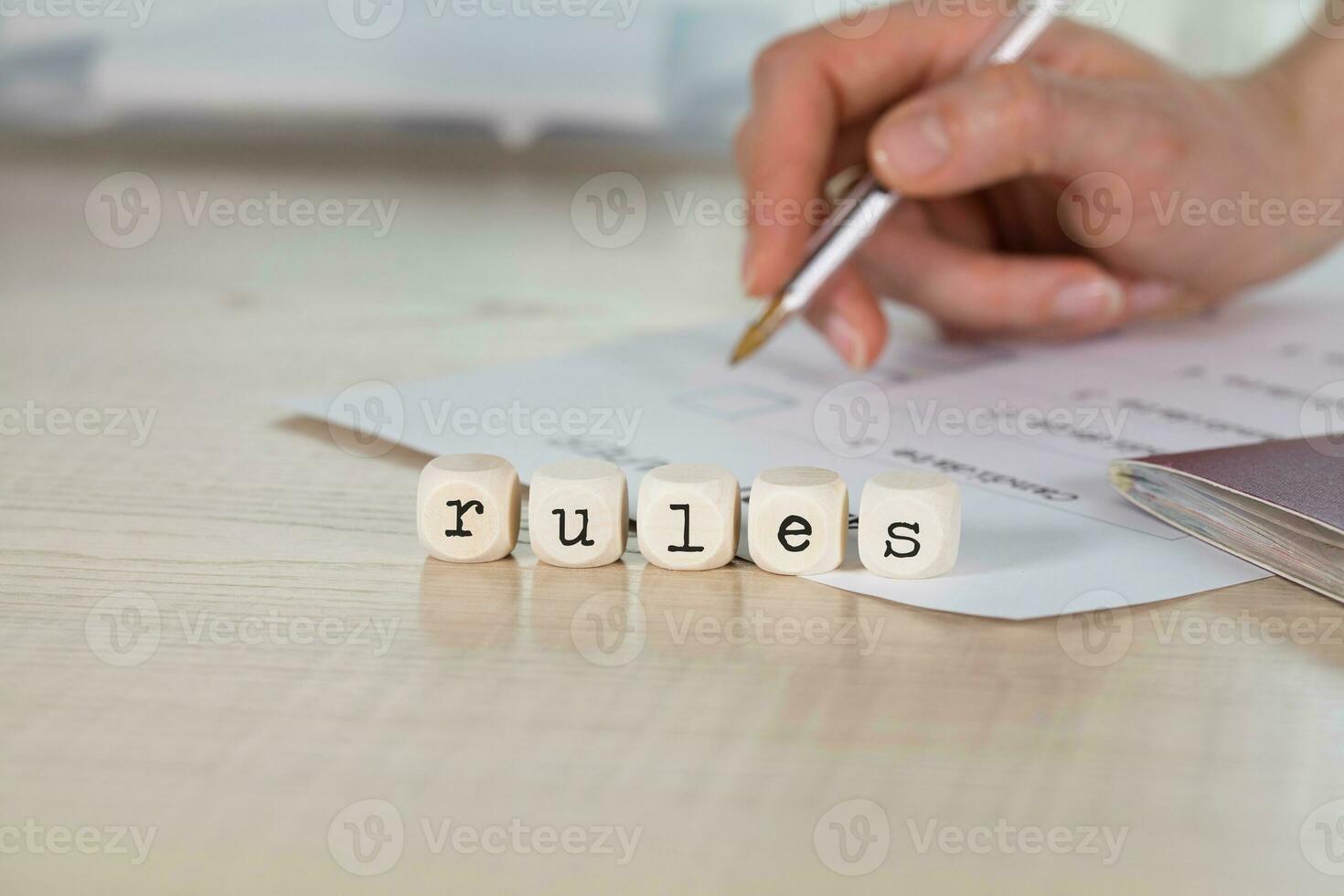 Word RULES composed of wooden letters photo