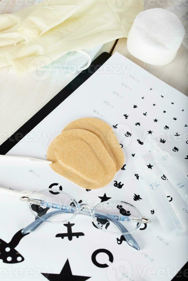 Eye pad for correcting crossed eyes. photo