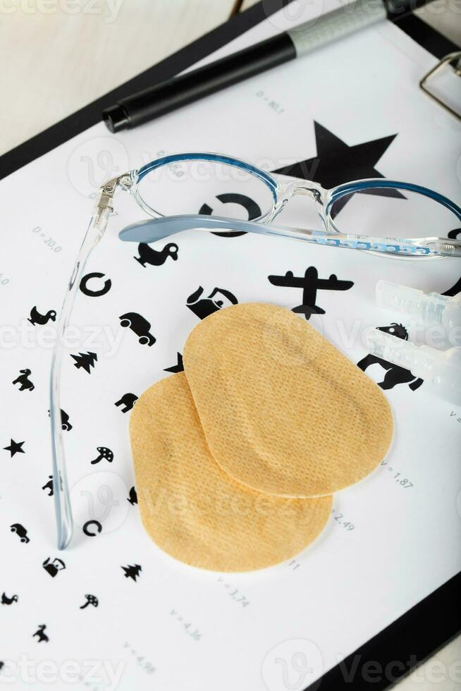 Eye pad for correcting crossed eyes. photo