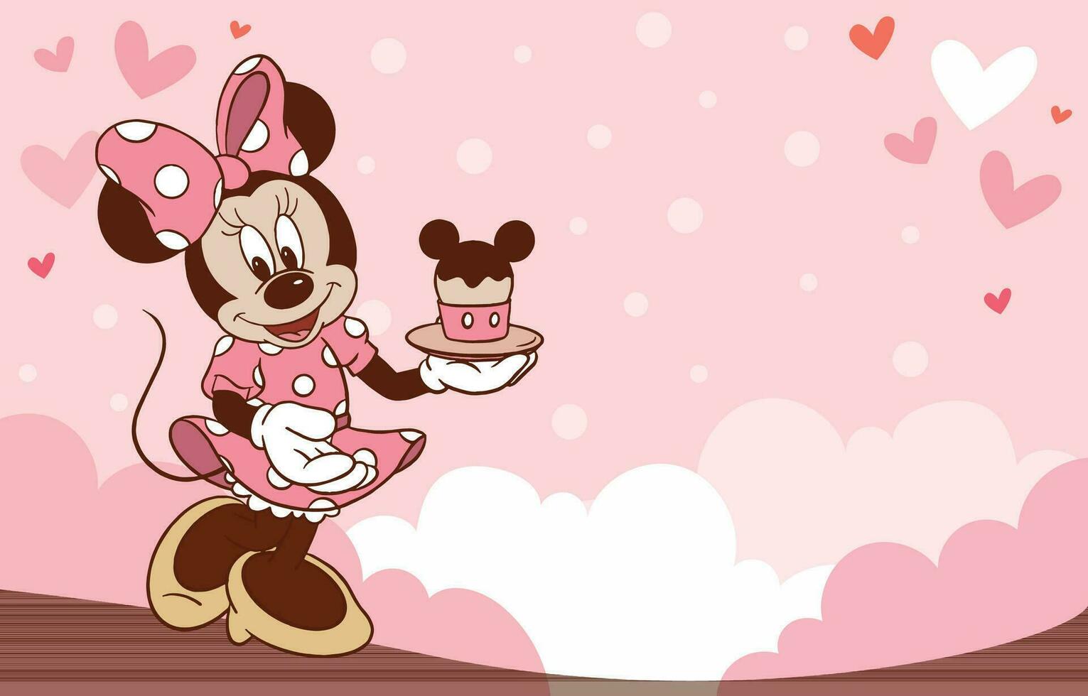 Beautiful Mouse with Cute Little Cupcake Background vector