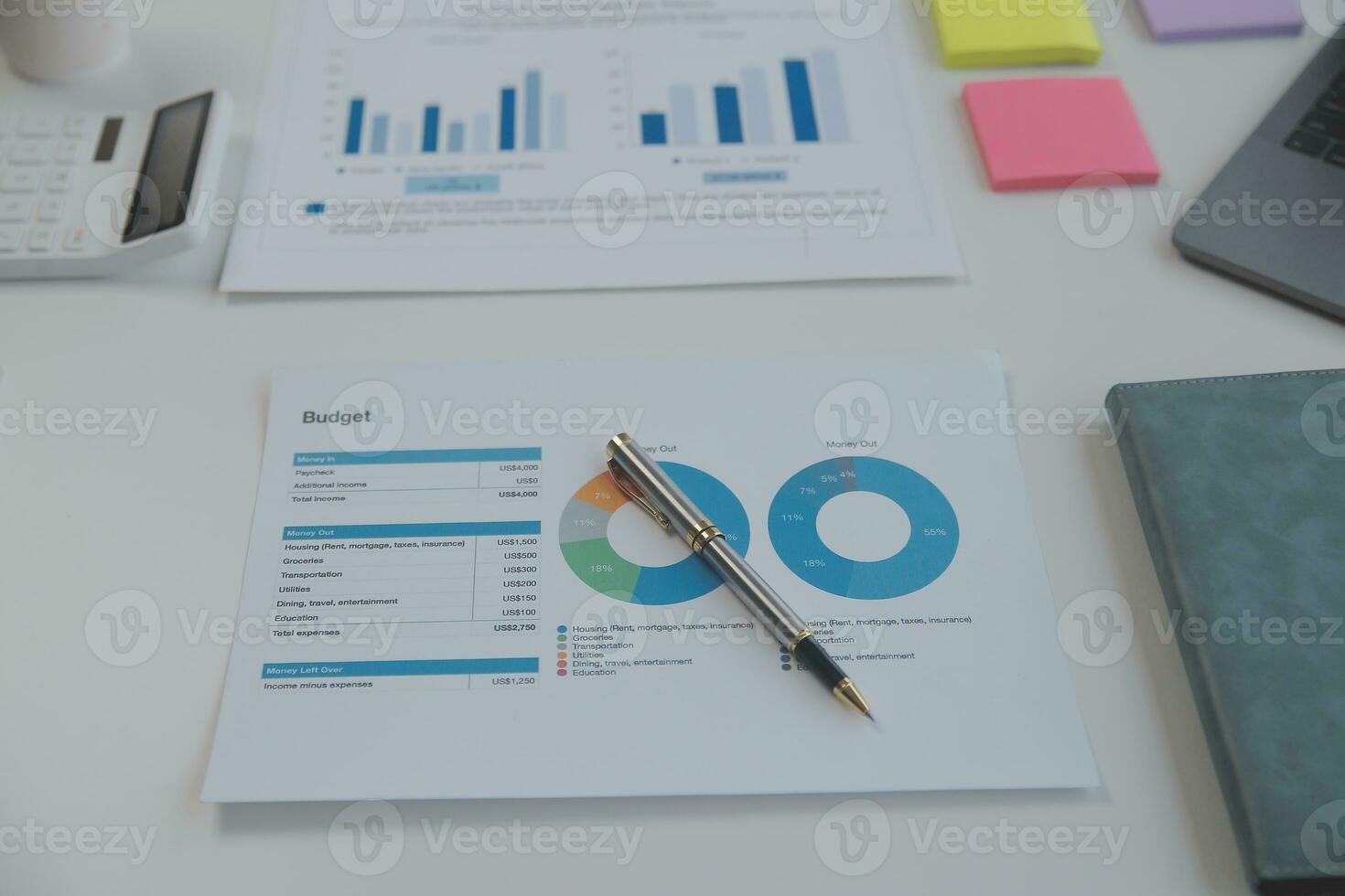 Team of business people working together in the meeting room office, teamwork background charts and graphs banner, double exposure successful teamwork,business planning concept. photo