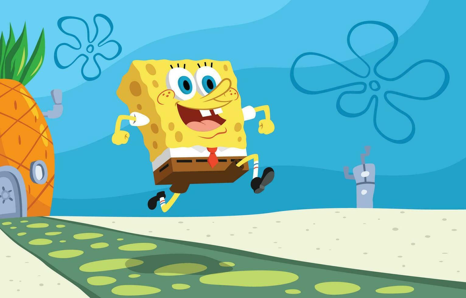 Funny Yellow Sponge Under the Sea vector