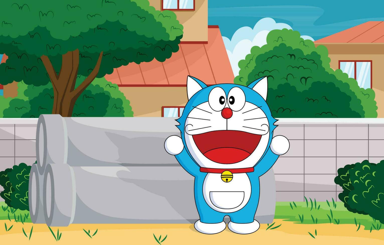 A Blue Cat Playing at The Park Background vector