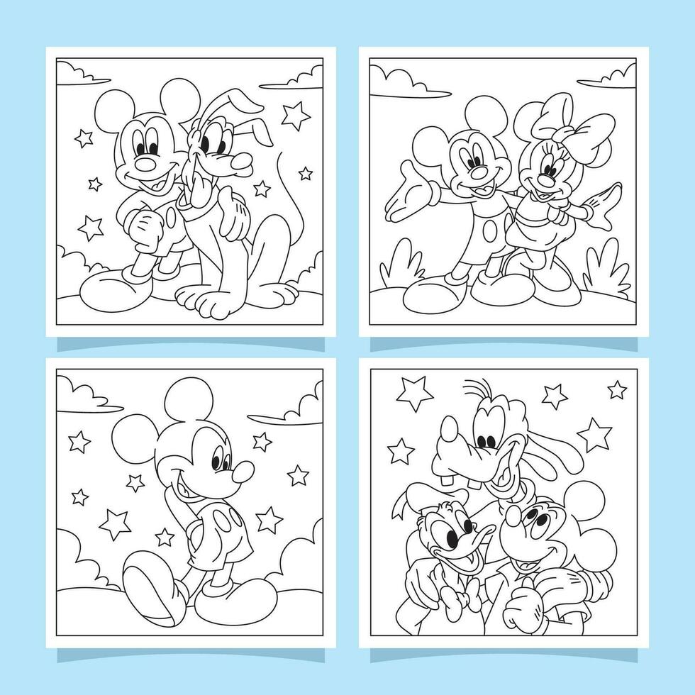 Little Mouse And Friend Coloring Book Design vector