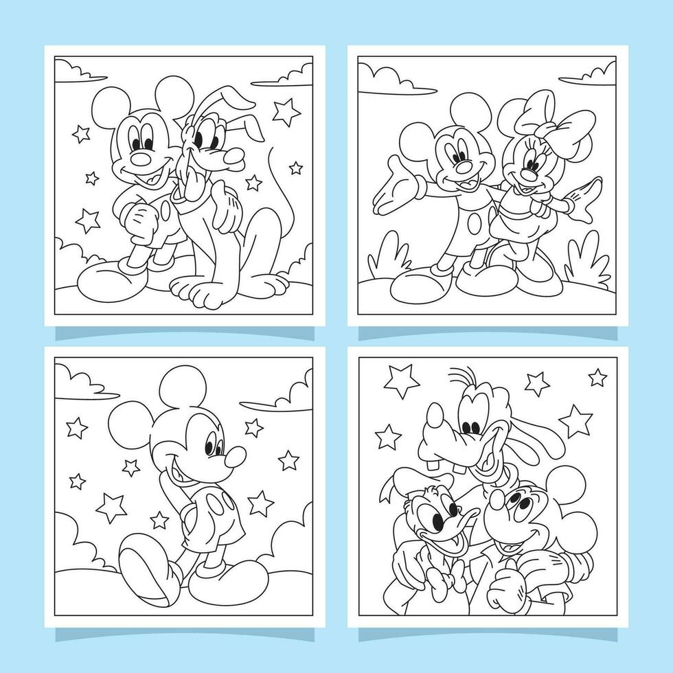 Little Mouse And Friend Coloring Book Design vector