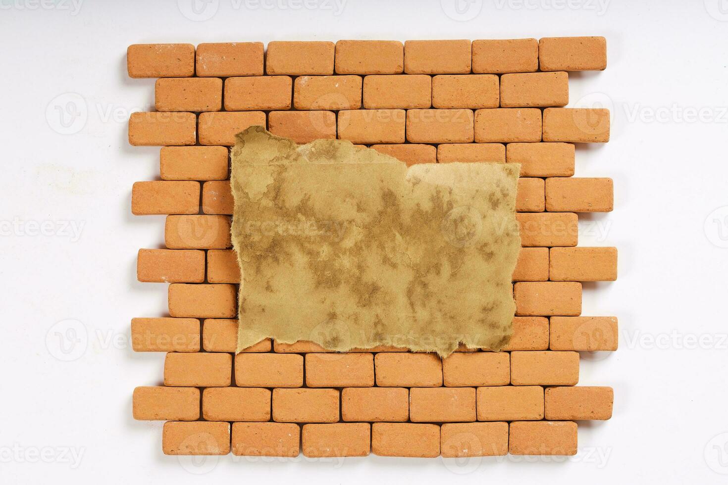 Brick wall on a white surface. Background.Closeup photo