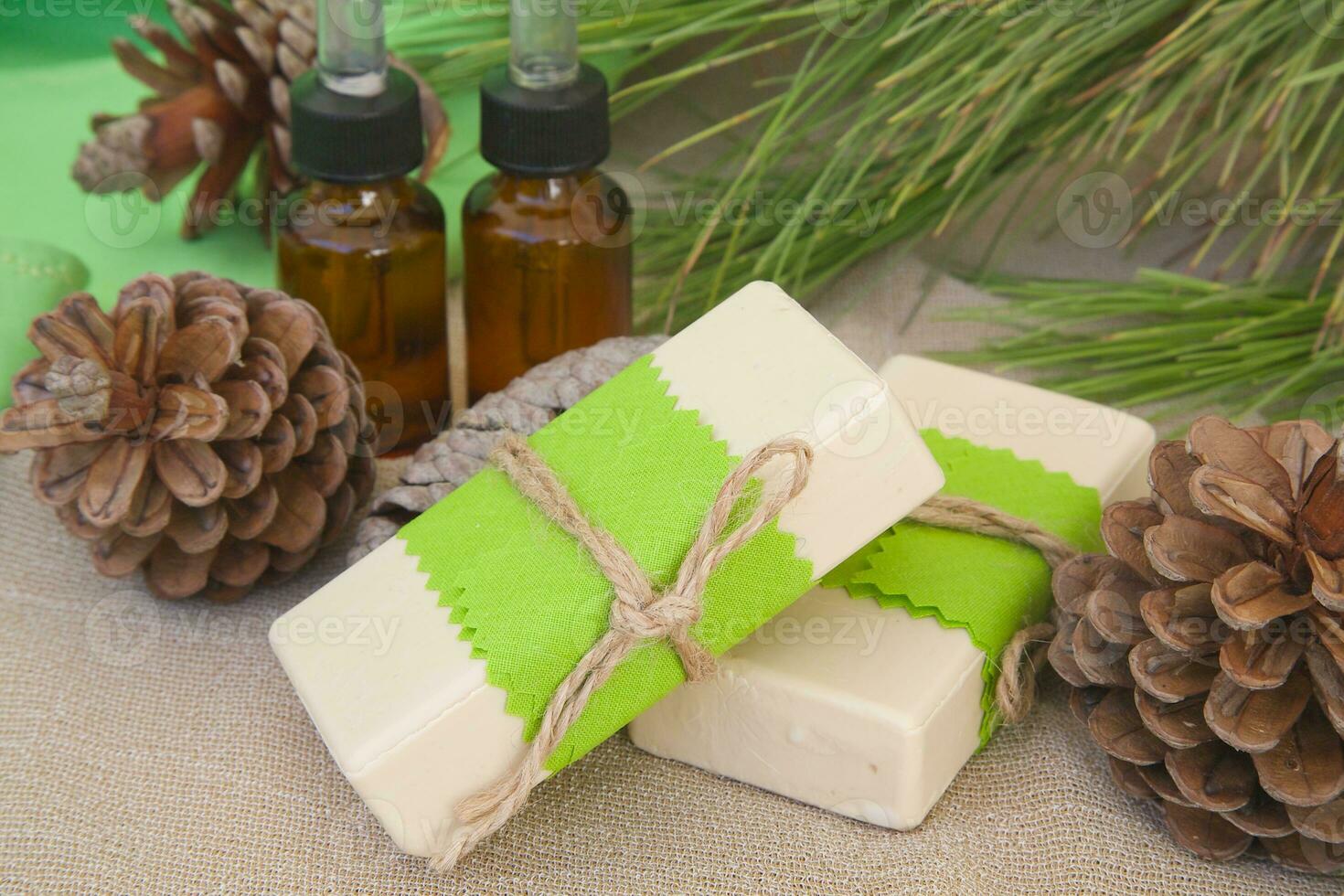 Soap with pine tree essential oil photo