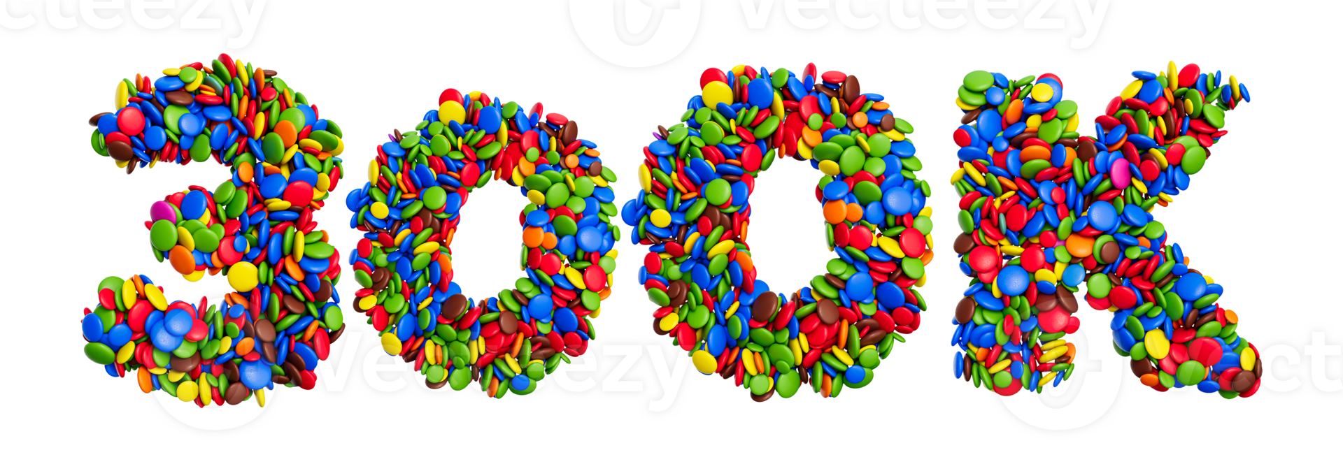 300k of multicolored rainbow candies Festive isolated 3d illustration png