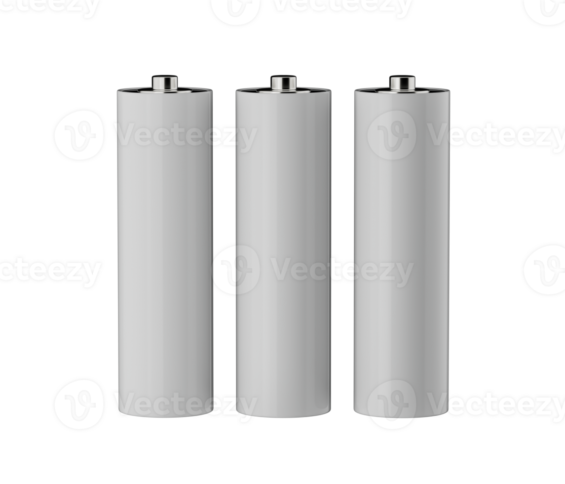 AA Size battery isolated  blank rechargeable battery double a or triple a size 3d illustration png