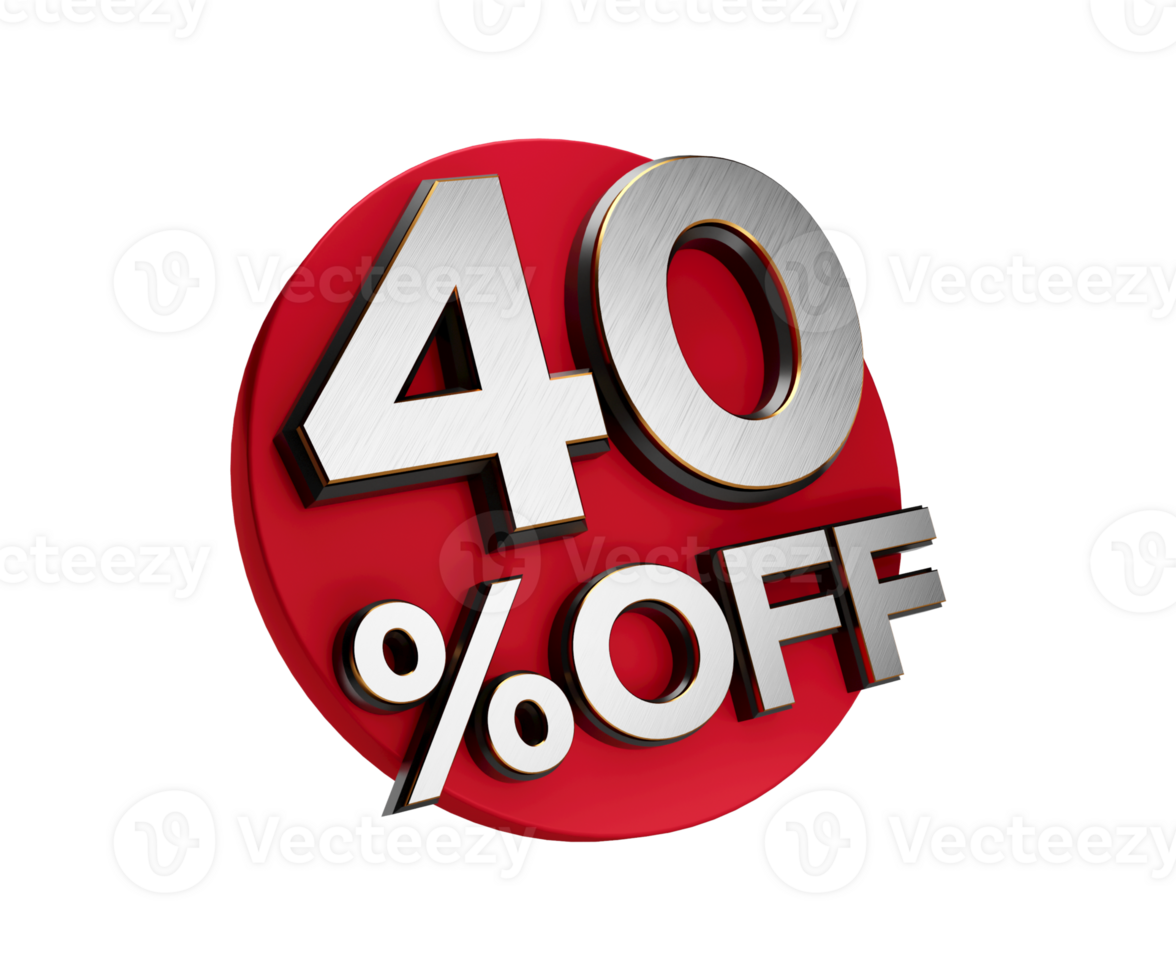40 Percent off 3d Sign , Special Offer 40 percent Discount Tag flash, Sale Up to Fourty Percent Off, big offer, Sale, Offer Label, Sticker, Banner, Advertising, offer Icon flasher 3d illustration png