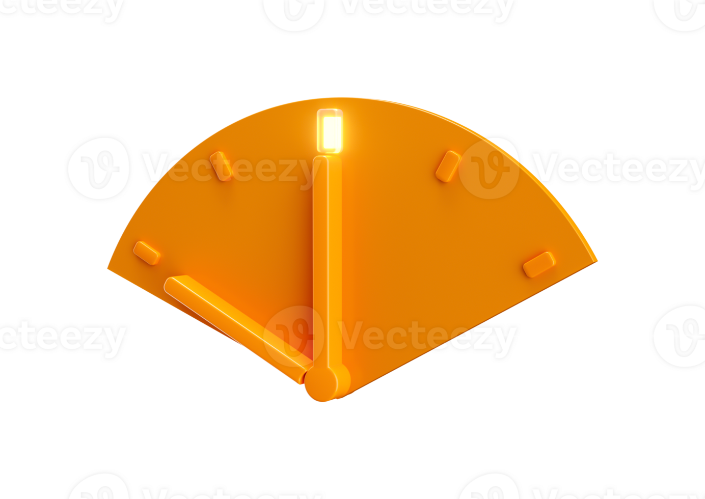Clock time 3d sliced cut set of orange backlit hour acrylic needle in pastel colors. Minimal creative concept. 3d rendering 3d illustration png
