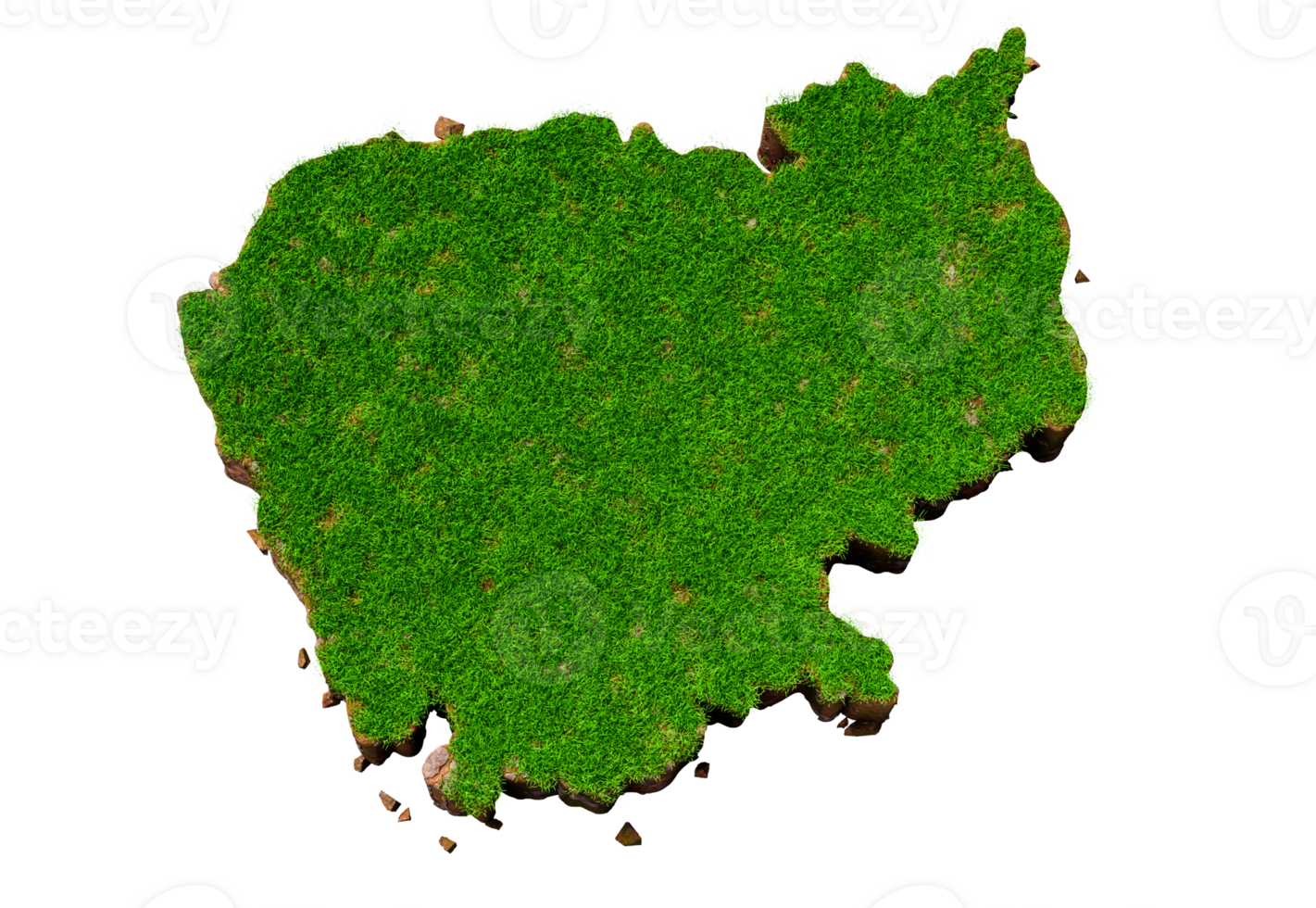 Cambodia Map Grass and ground texture 3d illustration png